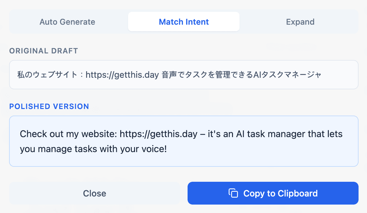 PostPolish turning a Japanese draft into polished English